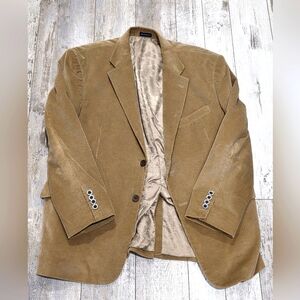 44S Men's Stafford Essentials Corduroy Blazer 100% Cotton Light Brown Sport Coat